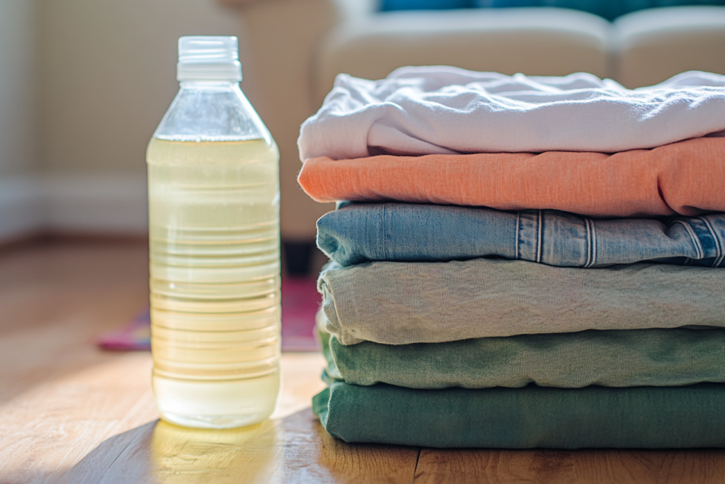 vinaigre blanc avec des linges qui ont déteint