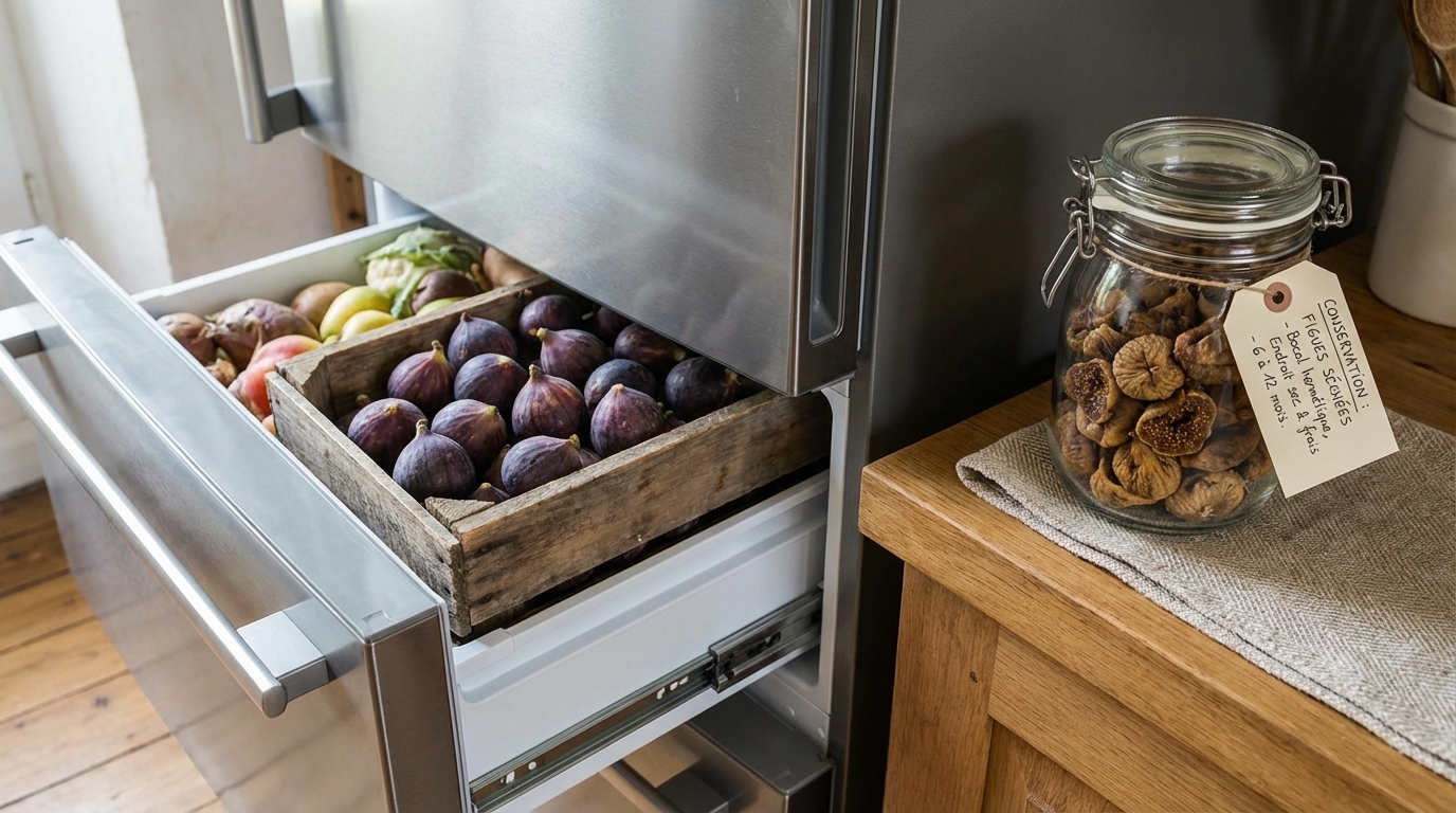 Conservation des figues fraîches au frigo et sèches en bocal