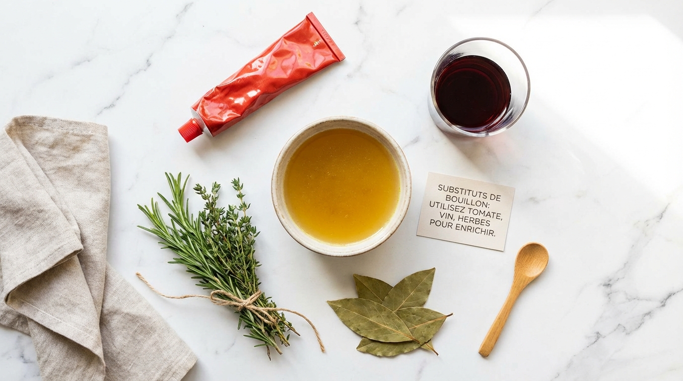 Vue d'ensemble des ingrédients pour remplacer le fond de veau