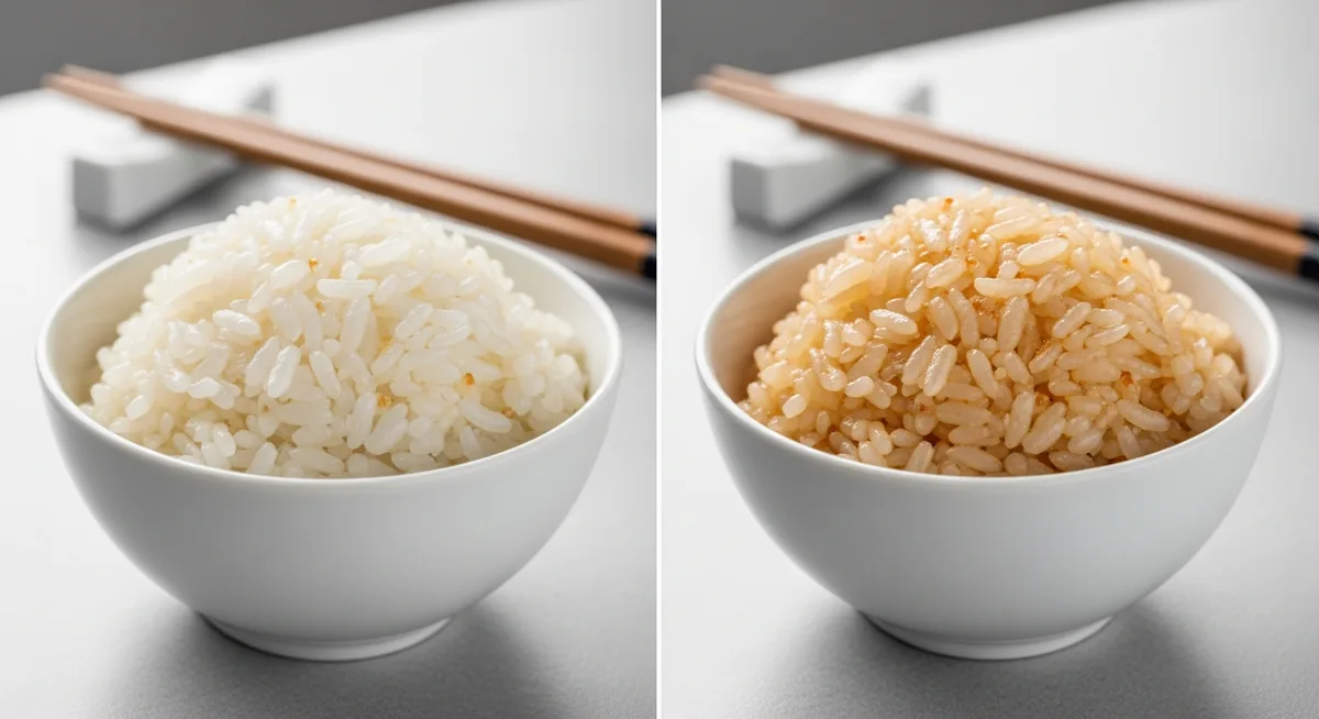 Riz à sushis avant et après assaisonnement
