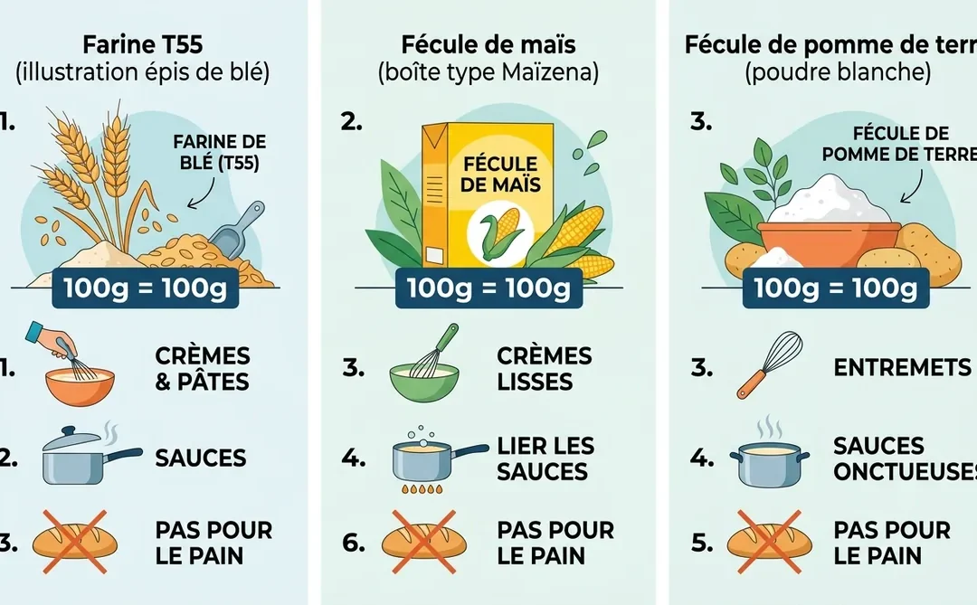 Par quoi remplacer la farine de blé : équivalences exactes et alternatives testées
