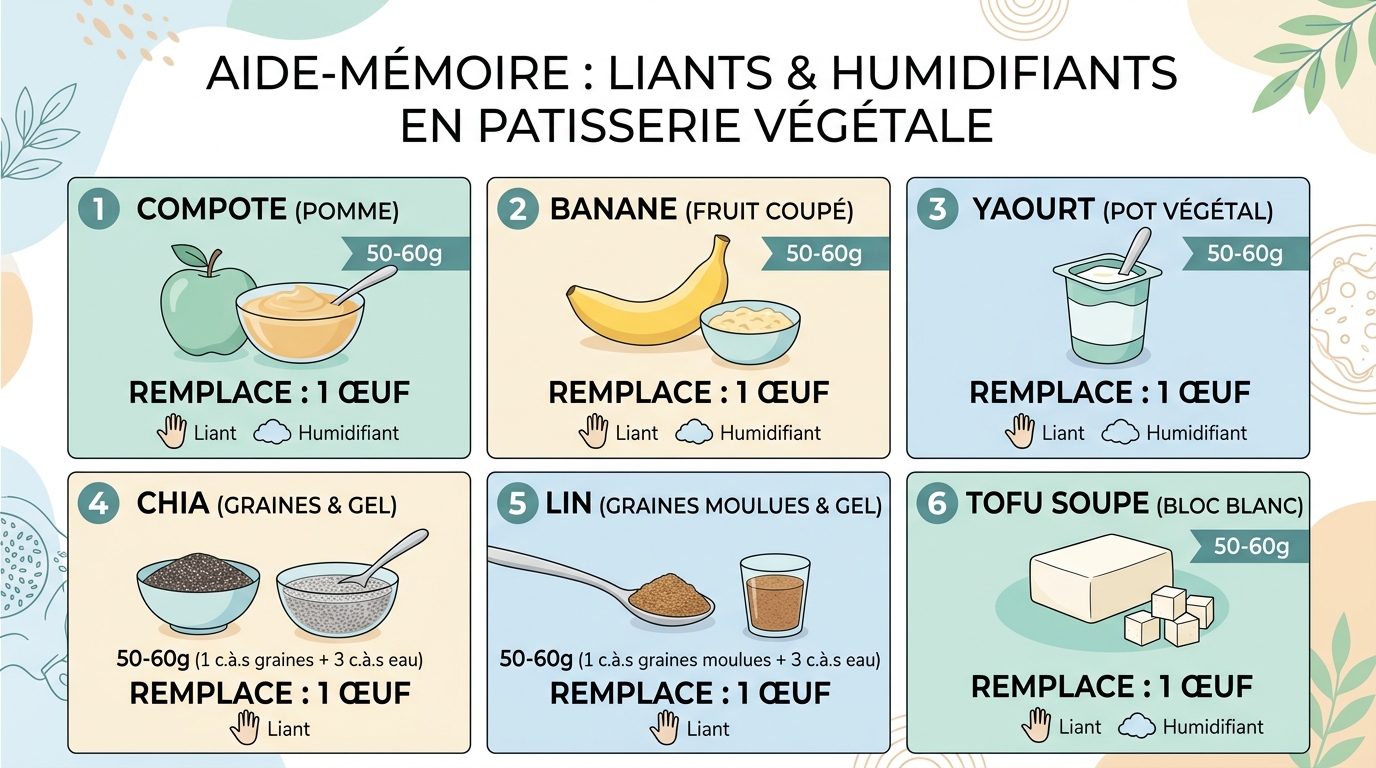 Tableau équivalences remplacer œuf gâteau compote banane yaourt graines