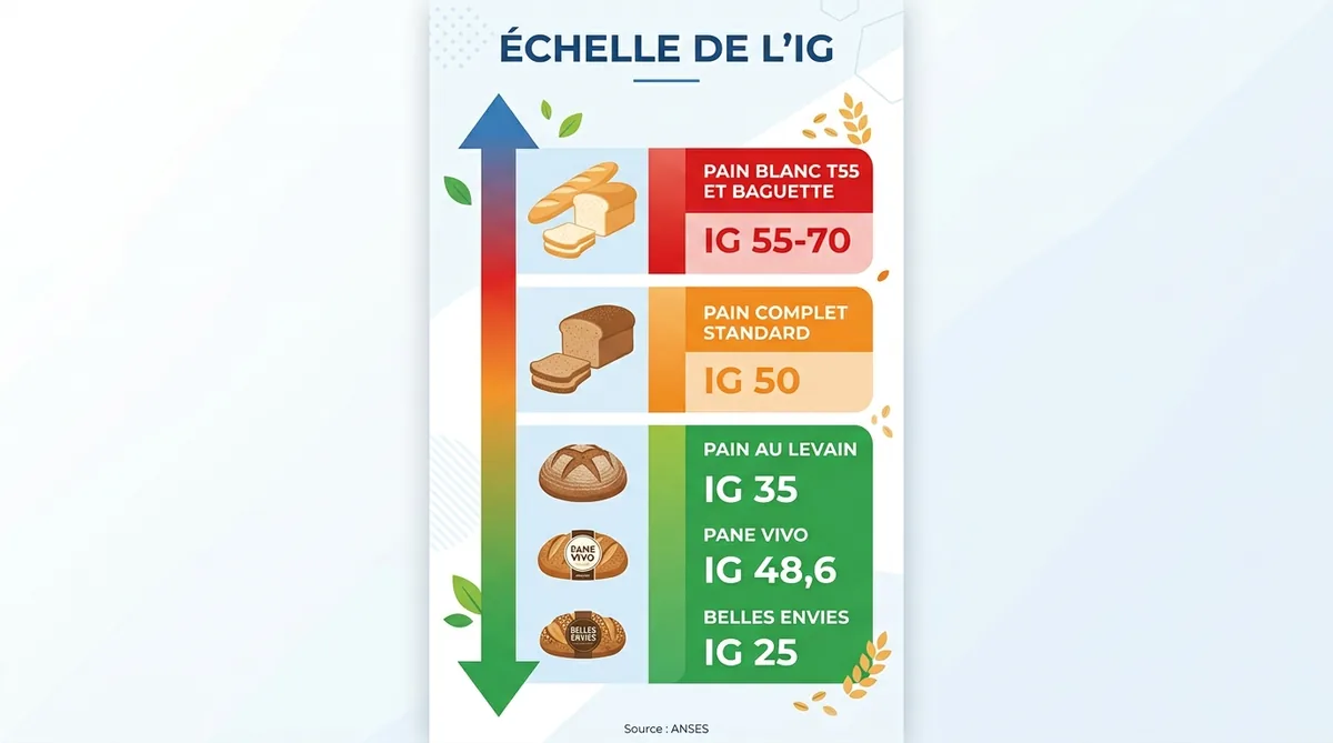 Tableau comparatif indice glycémique des différents types de pain