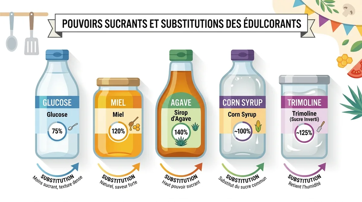 Tableau comparatif des substituts au sirop de glucose avec ratios