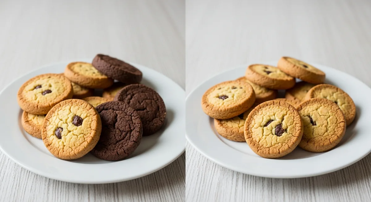 Comparaison cookies réussis et cookies ratés sans bicarbonate