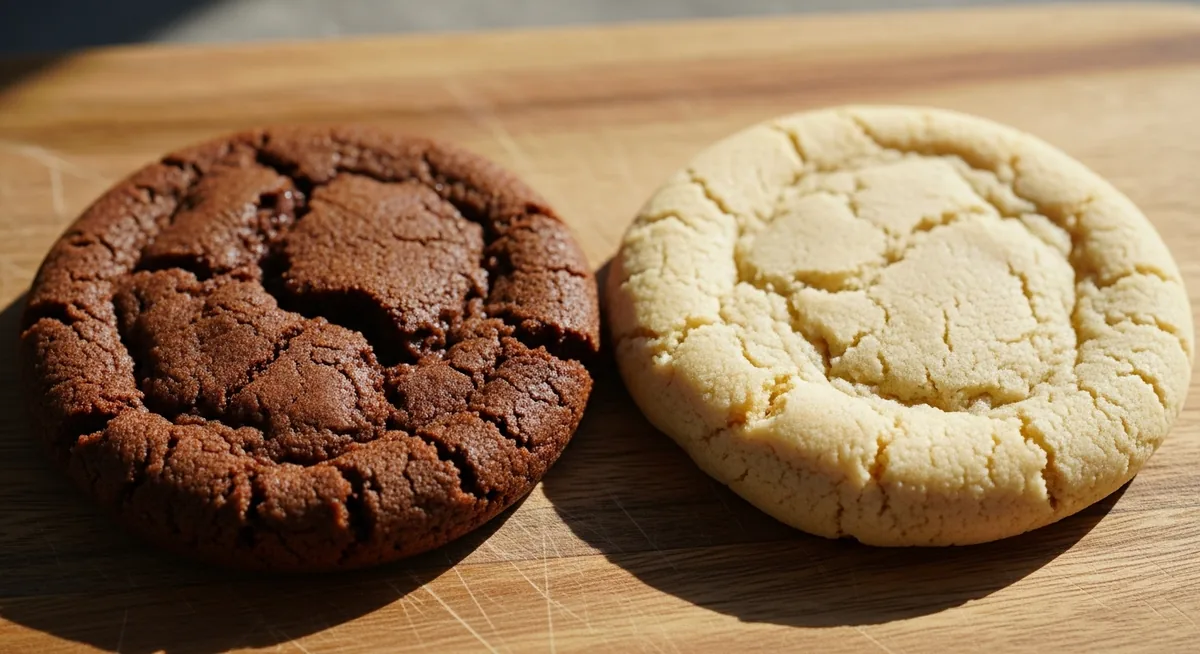 Comparaison visuelle cookies avec cassonade et avec sucre blanc