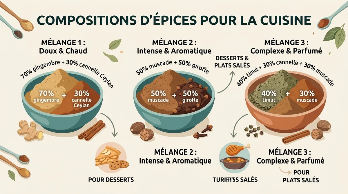 Infographie proportions substituts cardamome 70 30 cannelle gingembre