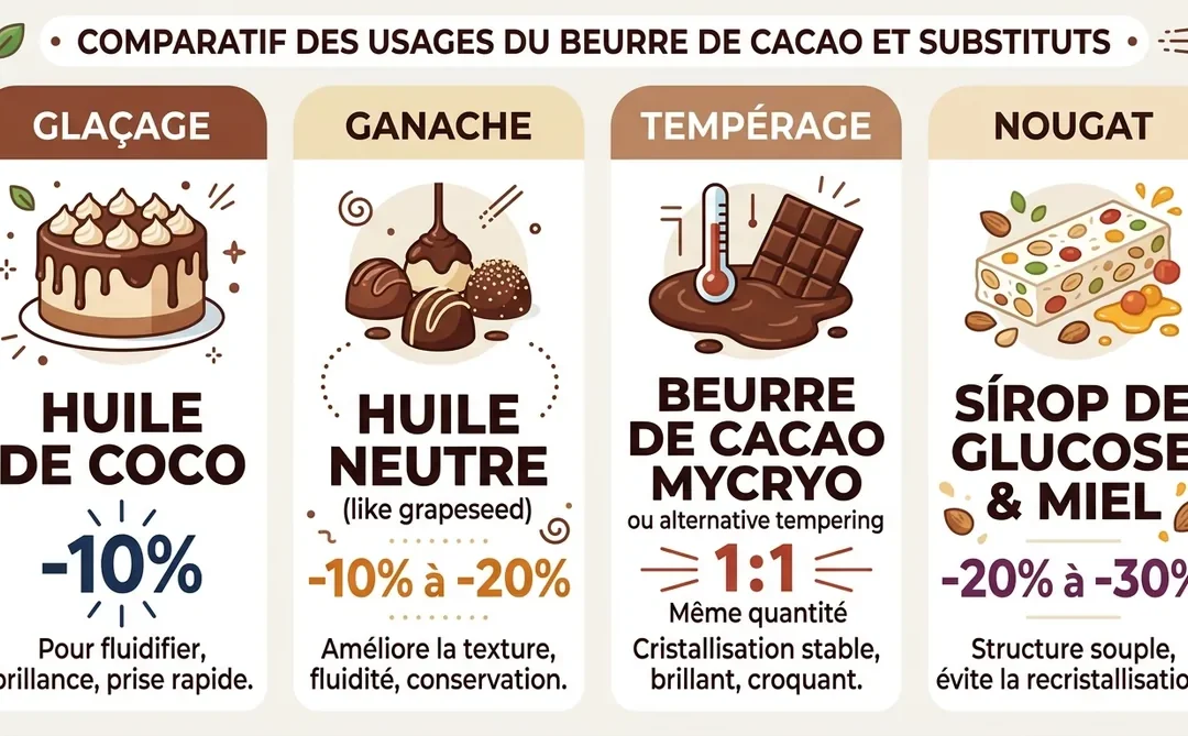 Par quoi remplacer le beurre de cacao selon l'usage : le guide pratique