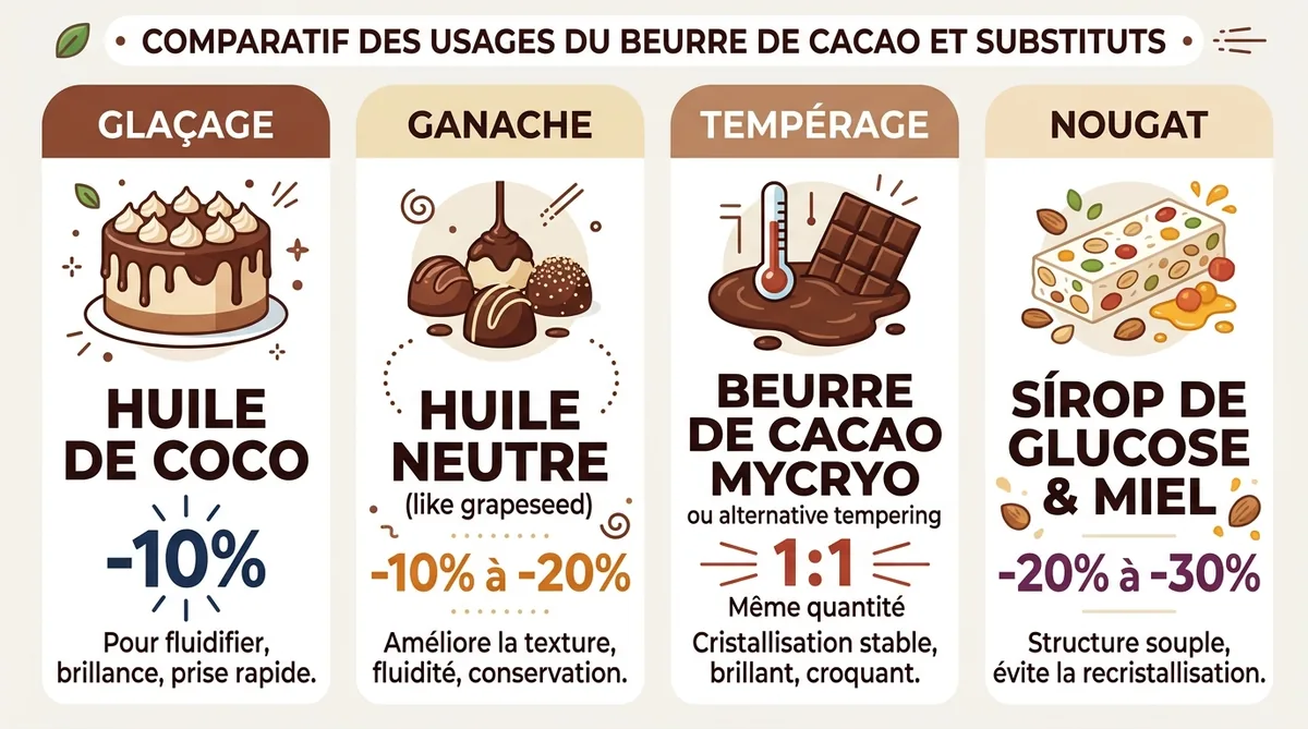 Par quoi remplacer le beurre de cacao selon l'usage : le guide pratique