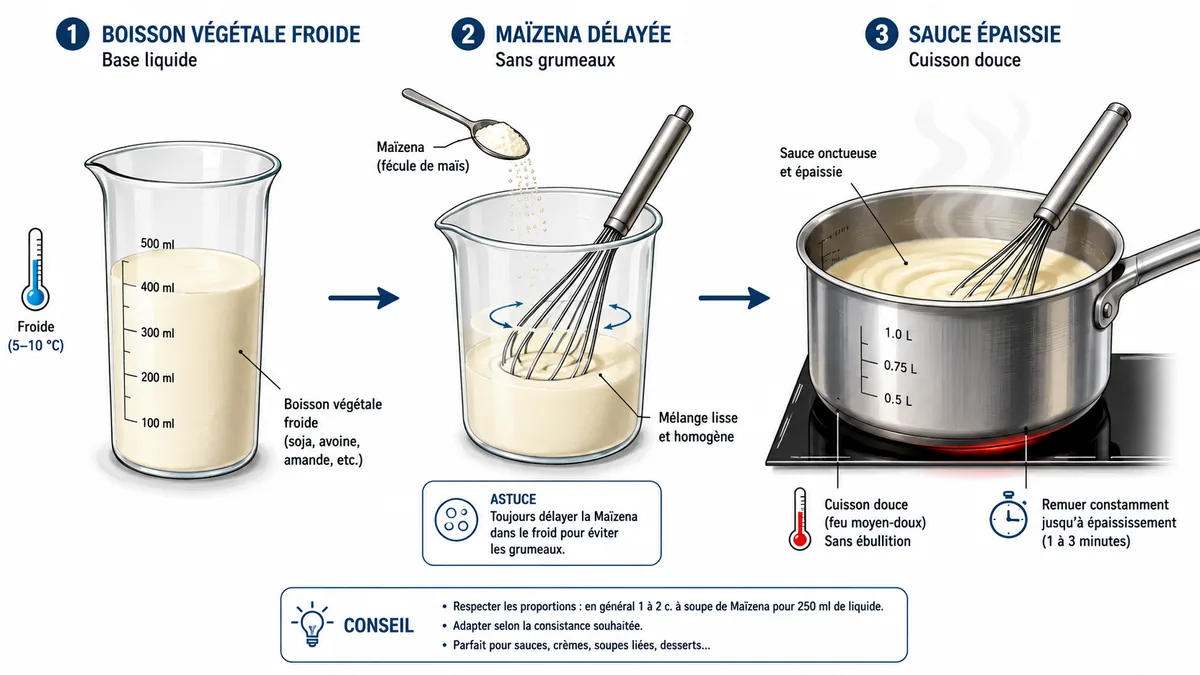 Étapes pour épaissir du lait avec de la Maïzena