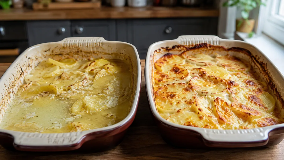 Gratin avec tranchage eau vs gratin onctueux réussi comparaison