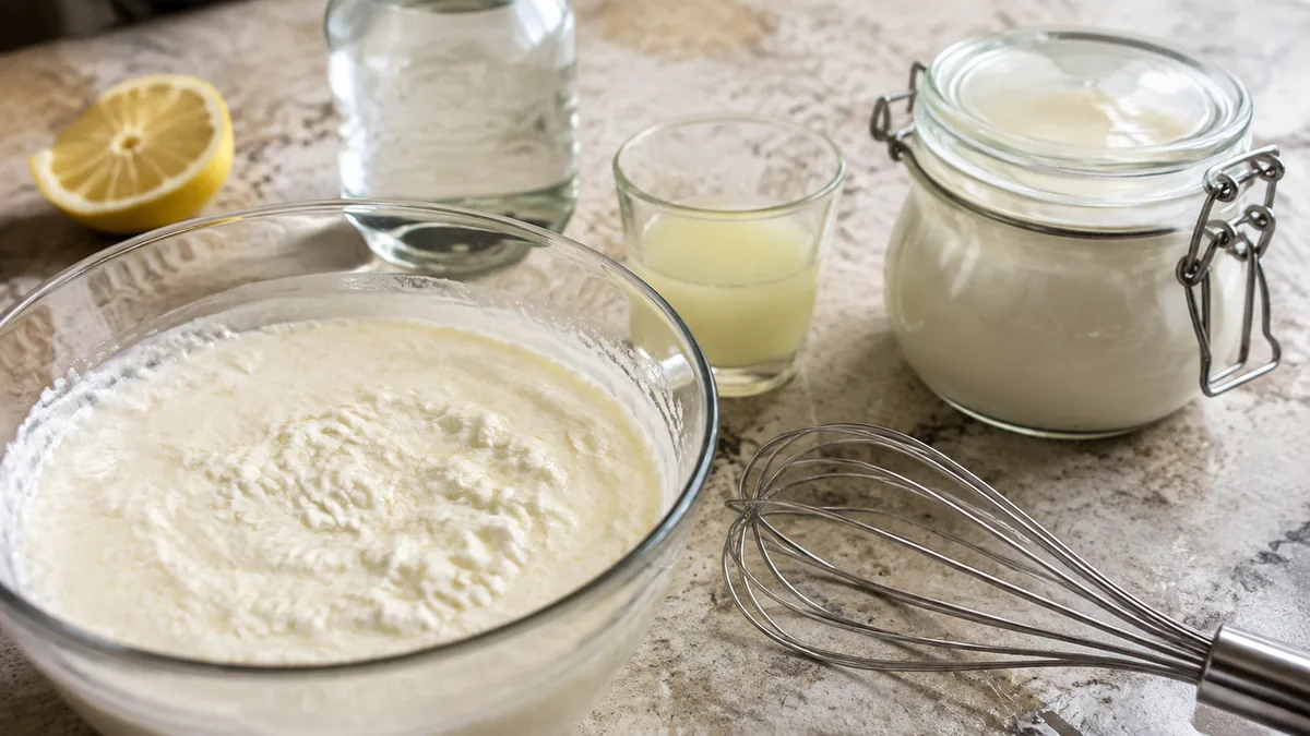Préparation maison de crème aigre au citron