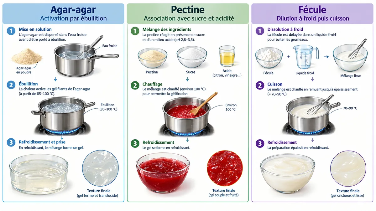 Activation comparée agar-agar pectine et fécule