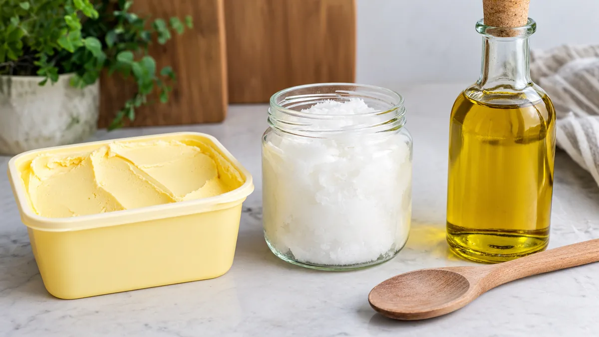 Margarine végétale, huile de coco et huile de colza pour remplacer le saindoux