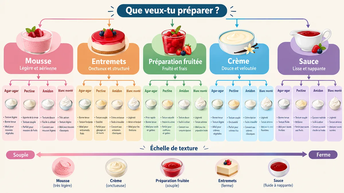 Arbre de choix des substituts de gélatine en cuisine