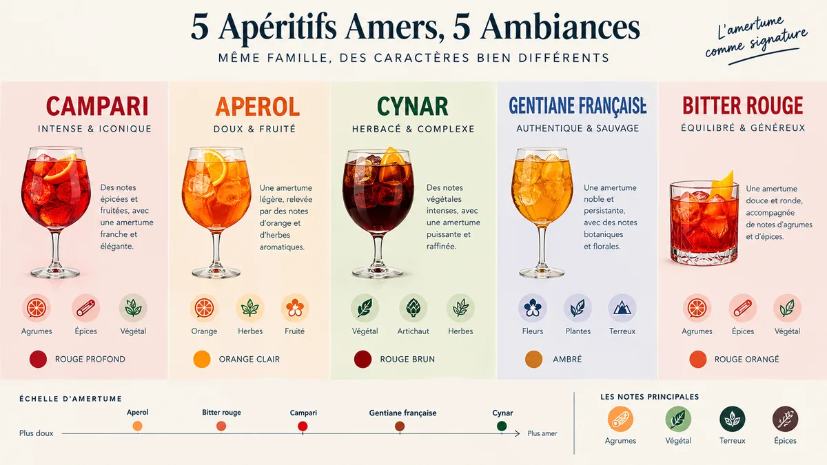 Comparatif visuel des alternatives au Campari