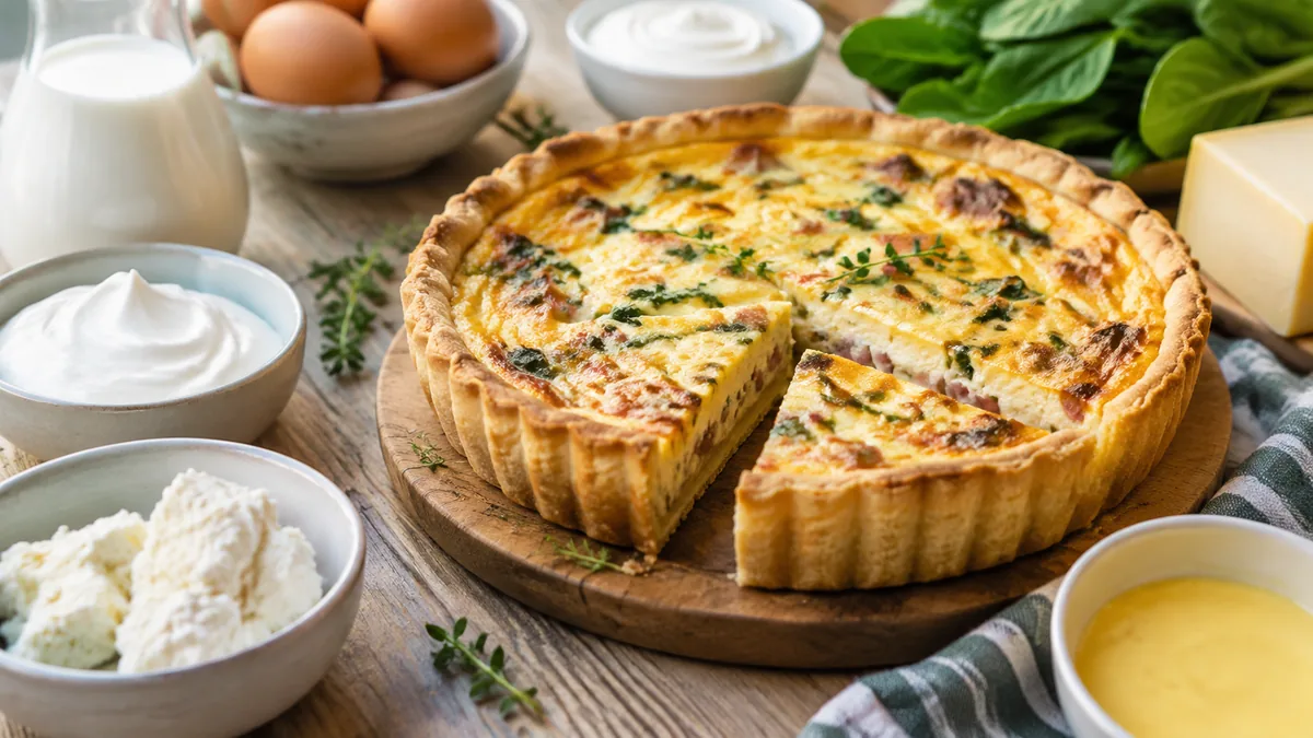Comparatif visuel des substituts de crème dans une quiche