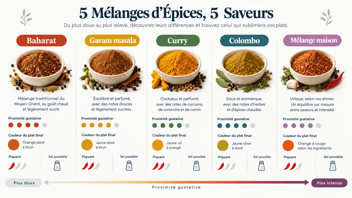 Comparatif visuel des substituts du ras el hanout