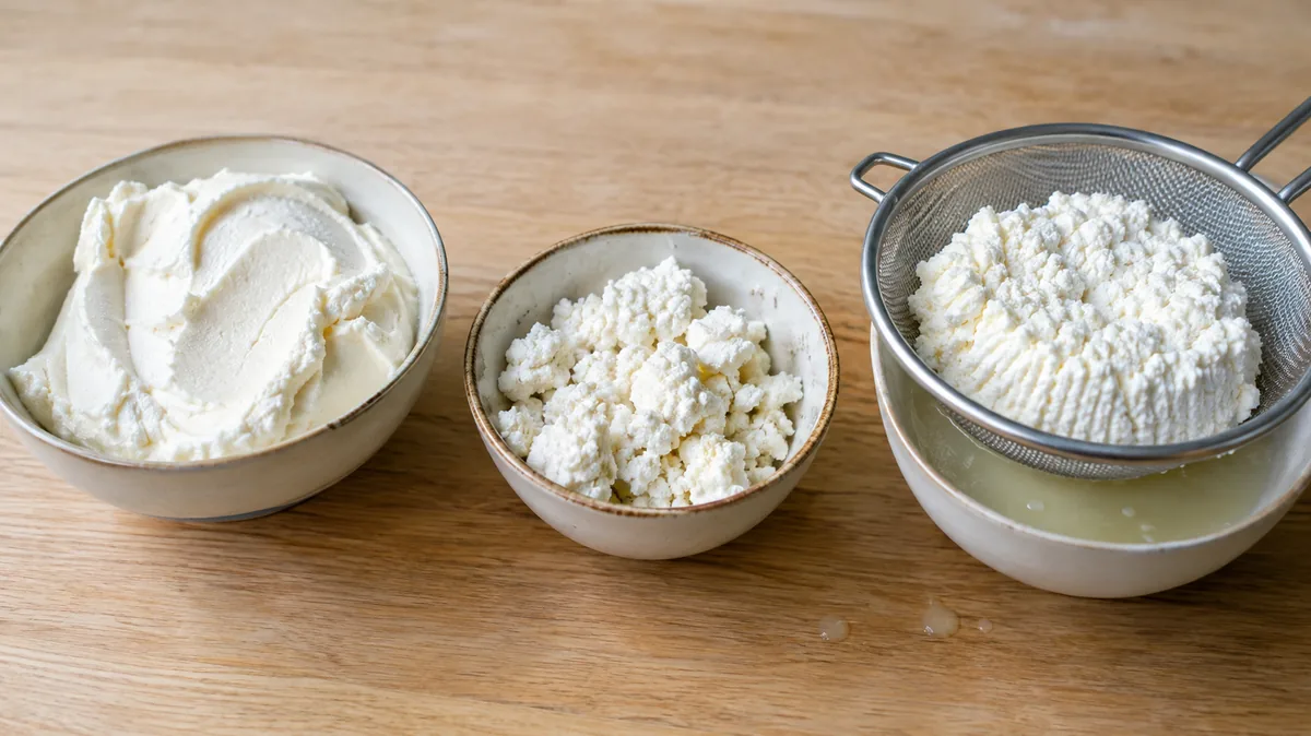 Ricotta, fromage de chèvre et faisselle égouttée comme substituts de la brousse