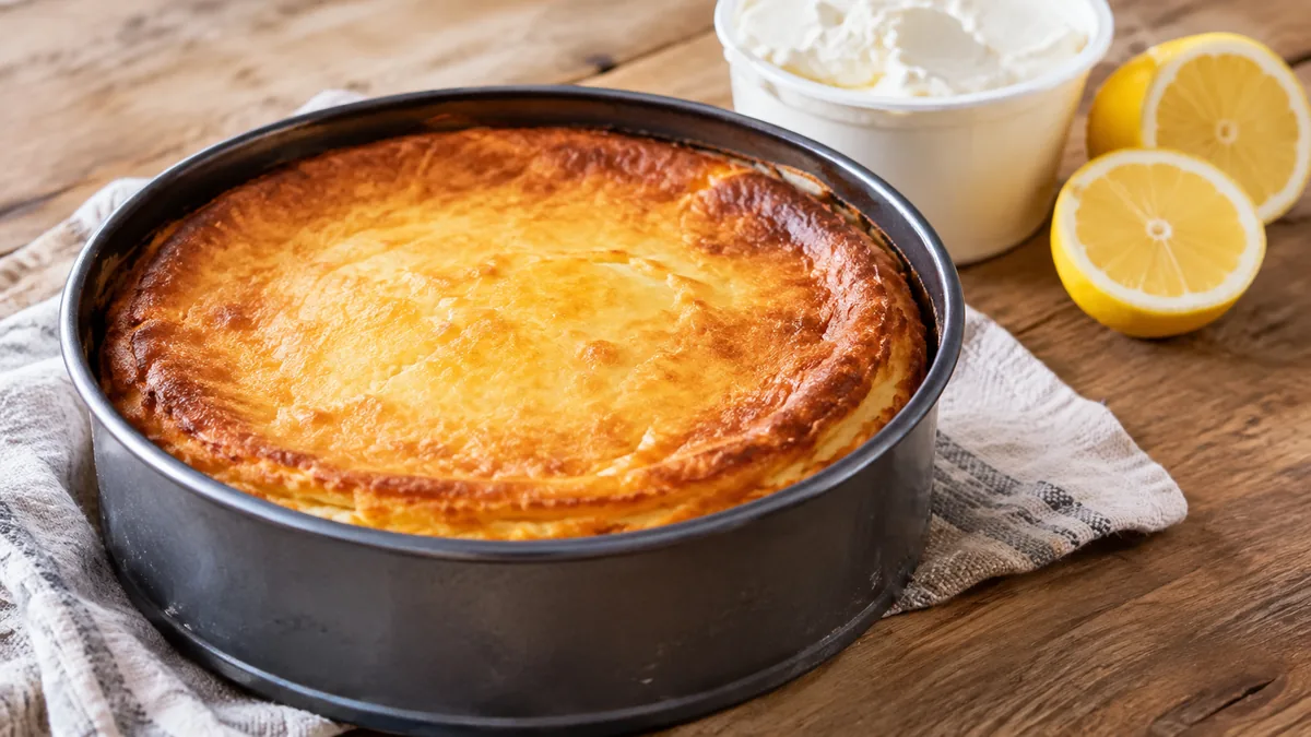 Fiadone corse doré préparé avec de la ricotta en remplacement de la brousse