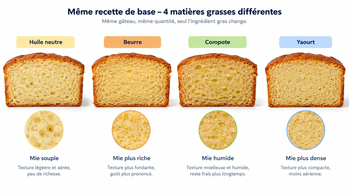 Comparaison des textures de gâteau selon le substitut