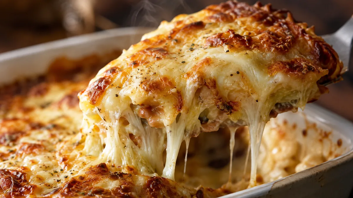 Gratin gratiné au gruyère fondant en remplacement de la mozzarella