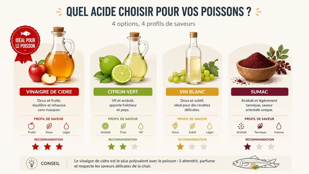 Comparatif visuel des substituts du citron pour le poisson